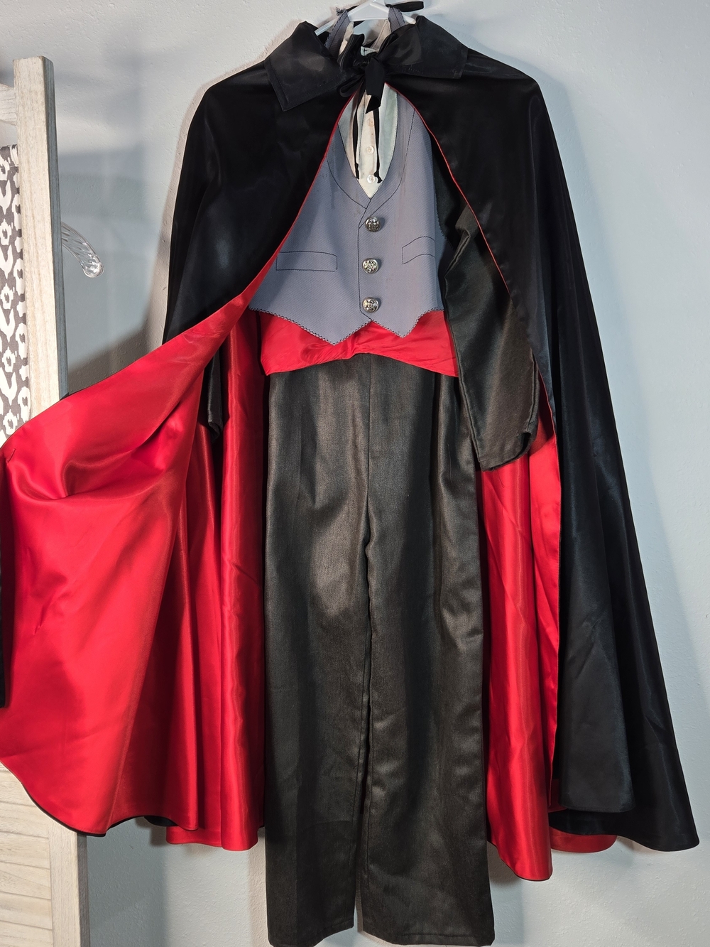 Kids Black and Red Classic Vampire Costume  Vest Cape Custom Made